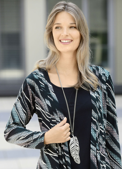 Damen-Modeschmuck - Halskette mit Feder-Anhänger, in Farbe SILBER Ansicht 1
