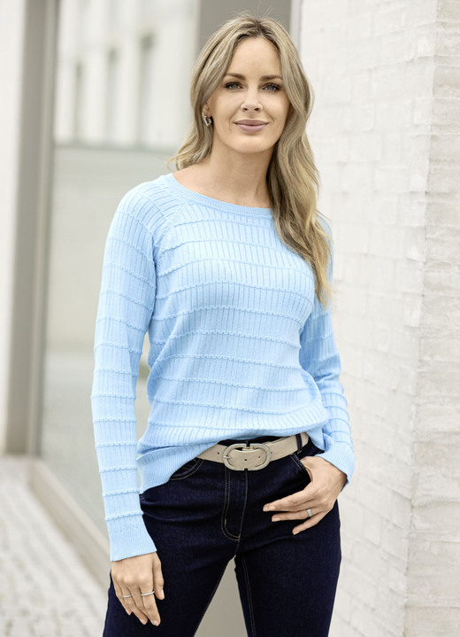 Pullover - Pullover im Mustermix, in Größe 036 bis 052, in Farbe BLEU Ansicht 3