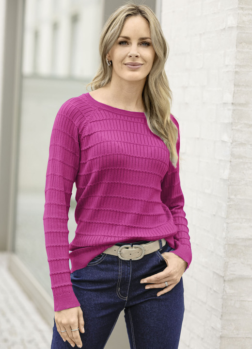 Pullover - Pullover im Mustermix, in Größe 036 bis 052, in Farbe BLEU Ansicht 4