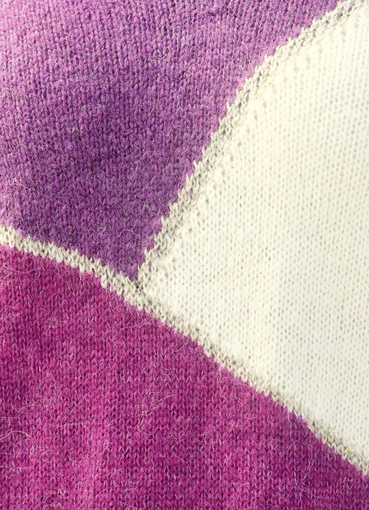 Pullover - Pullover mit Alpaka und in Color-Blocking, in Größe L(44/46) bis XS(32/34), in Farbe KROKUS-ECRU-MAGENTA Ansicht 2