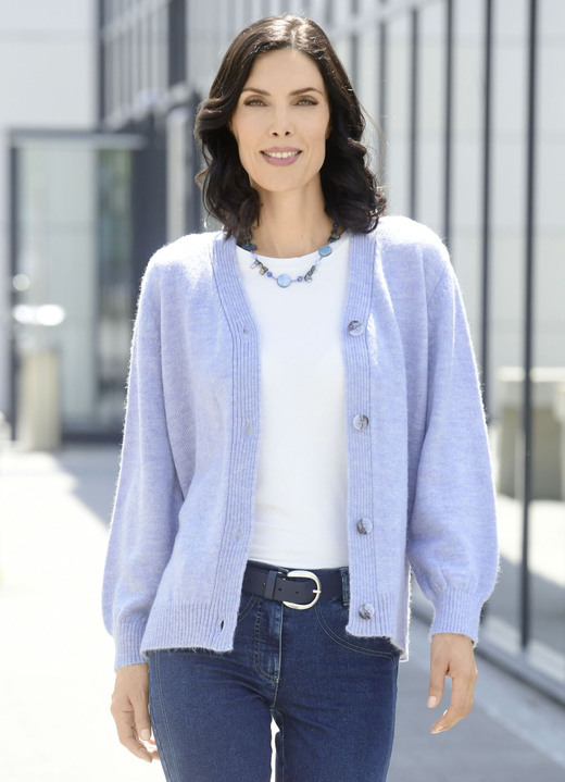 Jacken, Westen & Sets - Strickjacke mit flauschig weichem Griff, in Größe L(44/46) bis XXL(52/54), in Farbe MAGENTA MELIERT Ansicht 8