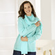 Pullover - Pullover mit Schal in weicher Qualität – Farbe EISBLAU – Ansicht 1 Pullover - Pullover mit Schal in weicher Qualität, in Größe L(44/46) bis XS(32/34), in Farbe BEERE – Farbe EISBLAU – Ansicht 1