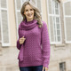 Pullover - Pullover mit Schal in weicher Qualität – Farbe BEERE Pullover - Pullover mit Schal in weicher Qualität, in Größe L(44/46) bis XS(32/34), in Farbe BEERE