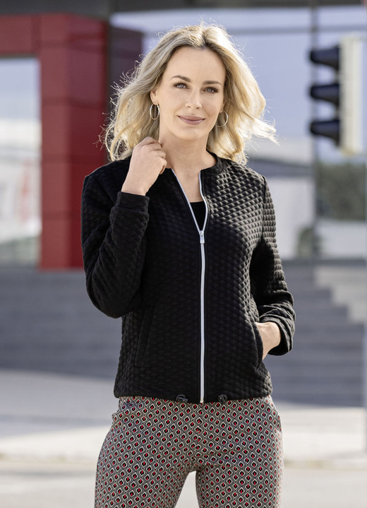 Blusenjacken - Blusenjacke mit Stehkragen, in Größe 034 bis 050, in Farbe SCHWARZ Ansicht 1