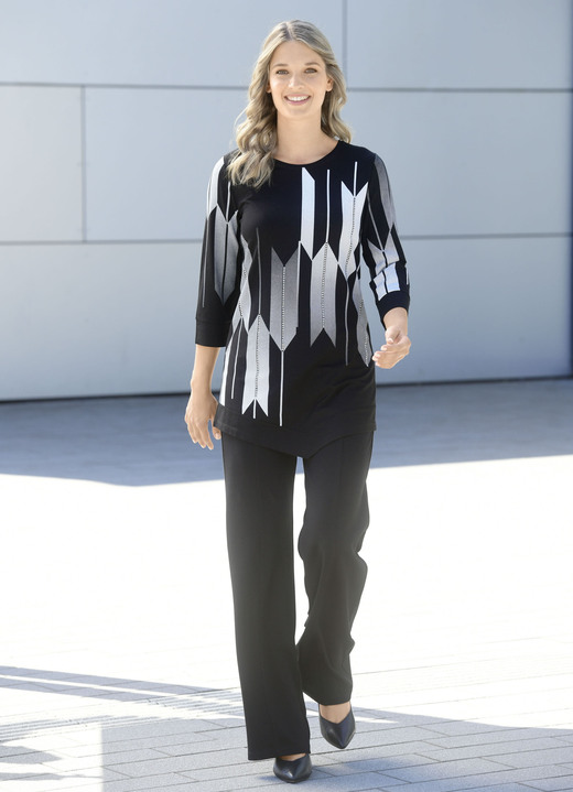 Shirts - Shirt mit Kontrastdruck Ansicht 4 Shirts - Shirt mit Kontrastdruck, in Größe 038 bis 054, in Farbe SCHWARZ-WEISS Ansicht 4