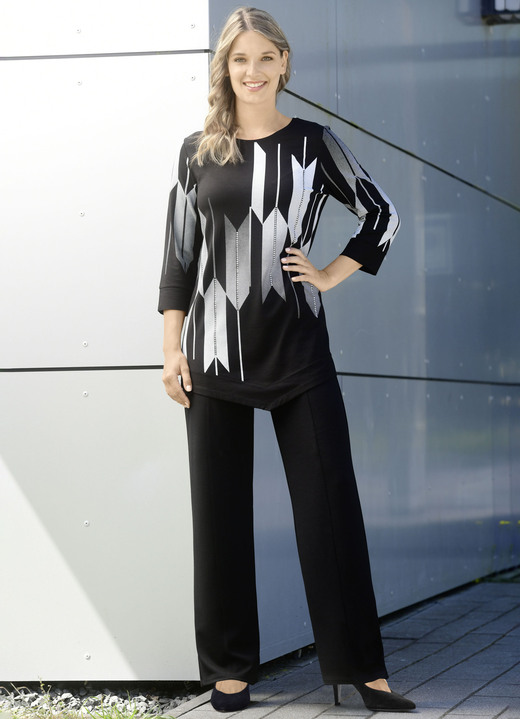 Shirts - Shirt mit Kontrastdruck Ansicht 2 Shirts - Shirt mit Kontrastdruck, in Größe 038 bis 054, in Farbe SCHWARZ-WEISS Ansicht 2