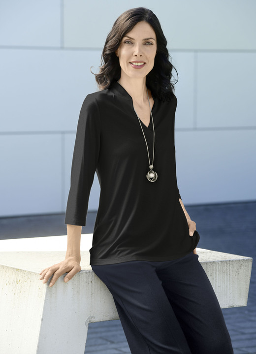 Tuniken - Shirt-Tunika mit Stehkragen, in Größe L bis XXL, in Farbe FLIEDER Ansicht 3