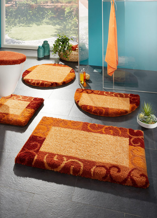 Badgarnituren - Badgarnitur in Supersoft-Qualität, in Größe 100 (Vorleger halbrund, 50/ 80 cm) bis 112 (WC-Deckelbezug, 47/ 50 cm), in Farbe GELB-GRAU Ansicht 4