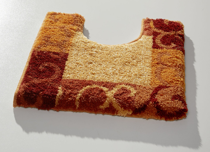 Badgarnituren - Badgarnitur in Supersoft-Qualität, in Größe 100 (Vorleger halbrund, 50/ 80 cm) bis 112 (WC-Deckelbezug, 47/ 50 cm), in Farbe GELB-GRAU Ansicht 3