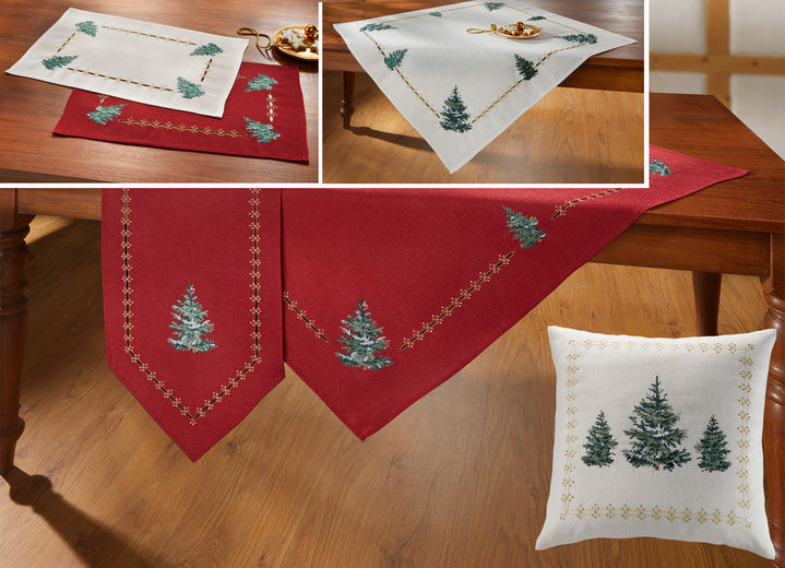 Tischdecken - Tisch- und Raumdekoration mit Glitzergarn, in Größe 135 (2 Platzsets, 30/ 45 cm) bis 404 (Kissenbezug, 40/ 40 cm), in Farbe ROT Ansicht 1