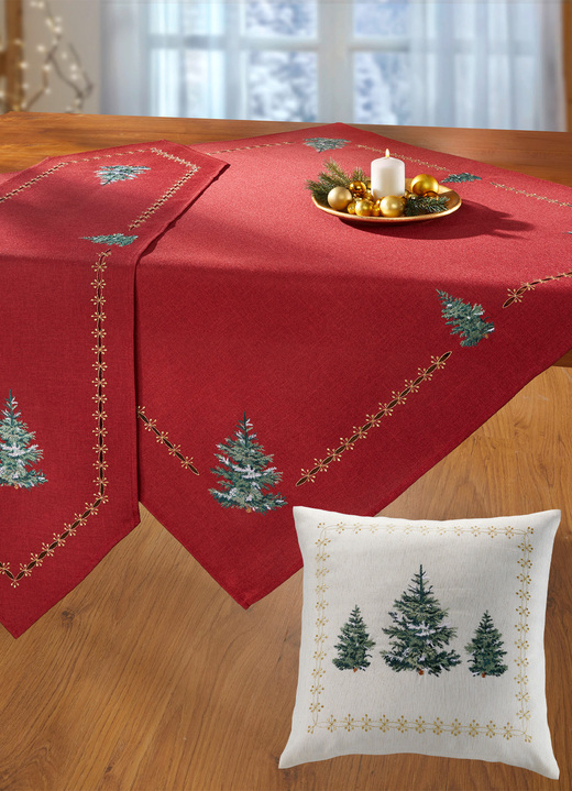 Tischdecken - Tisch- und Raumdekoration mit Glitzergarn, in Größe 135 (2 Platzsets, 30/ 45 cm) bis 404 (Kissenbezug, 40/ 40 cm), in Farbe ROT Ansicht 1
