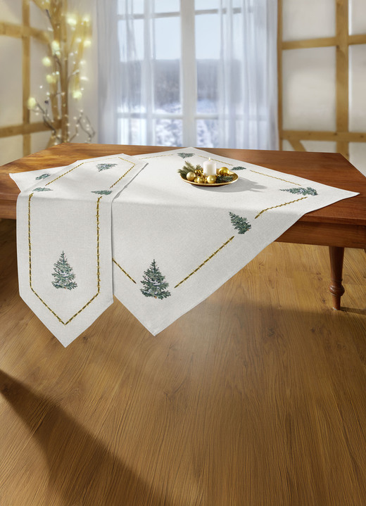 Tischdecken - Tisch- und Raumdekoration mit Glitzergarn, in Größe 135 (2 Platzsets, 30/ 45 cm) bis 404 (Kissenbezug, 40/ 40 cm), in Farbe ROT Ansicht 7