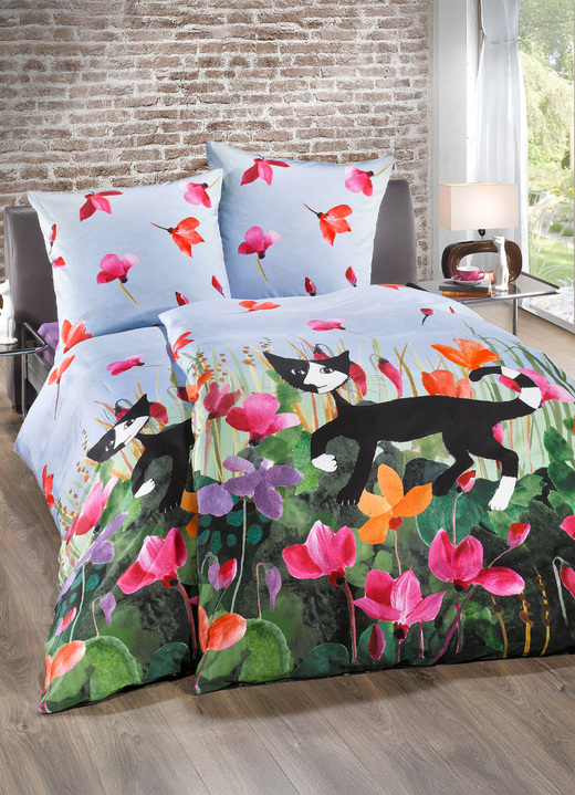 Bettwäschegarnituren - Feinbiber-Bettwäsche-Garnitur mit Reißverschluss, in Größe 112 (80/80 cm + 135/200 cm) bis 115 (80/80 cm + 155/220 cm), in Farbe BUNT Ansicht 2