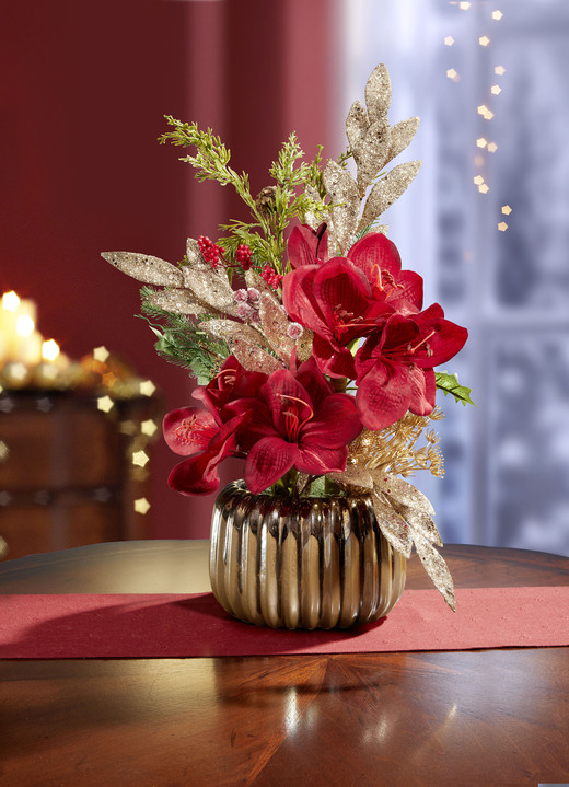 Kunst- & Textilpflanzen - Amaryllis-Arrangement, in Farbe ROT-GOLD