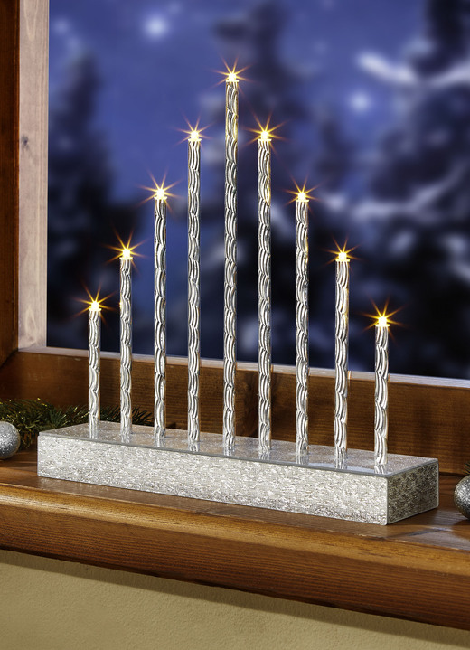 Weihnachtliche Dekorationen - Batteriebetriebener LED-Stableuchter, in Farbe SILBER Ansicht 1