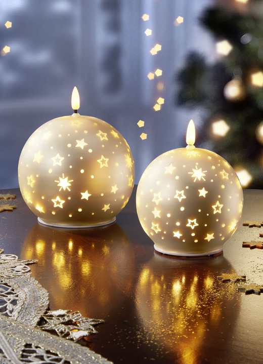 Weihnachtliche Dekorationen - LED-Kerzen mit Sternen-Motiv, 2er-Set, in Farbe ROT Ansicht 2