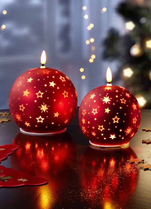 - LED-Kerzen mit Sternen-Motiv, 2er-Set, in Farbe ROT