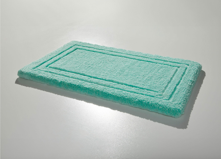 Heimtextilien - Badgarnitur mit rutschhemmender Rückseite, in Größe 100 (Vorleger halbrund, 50/ 80 cm) bis 110 (Hänge-WC-Garnitur, 2-teilig), in Farbe KARIBIKGRÜN Ansicht 1