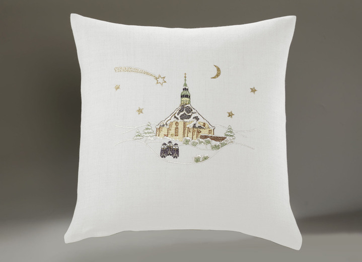 Tischdecken - Tisch- und Raumdekoration mit echter Plauener Spitze, in Größe 110 (Deckchen rund, ø 30 cm) bis 404 (Kissenbezug, 40/40 cm), in Farbe NATUR Ansicht 4