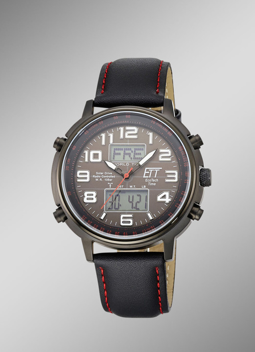 ETT - Funk-Solar-Herrenuhr, in Farbe , in Ausführung Mit Lederband Ansicht 1