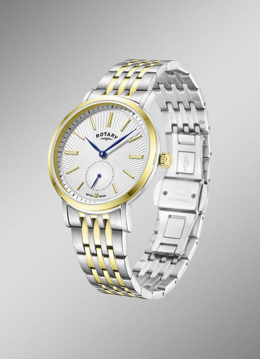 Quartzuhren - Rotary Quartz-Herrenuhr mit Edelstahlbandgehäuse, in Farbe  Ansicht 2