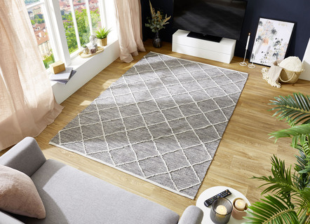 Modern - Moderne Brücken und Teppiche aus 100% Baumwolle – Farbe GRAU – Ansicht  Modern - Moderne Brücken und Teppiche aus 100% Baumwolle, in Größe 113 (Brücke, 70x140 cm) bis 256 (Teppich, 170x240 cm), in Farbe GRAU – Farbe GRAU – Ansicht