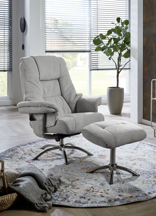 TV- & Relaxsessel - Relax-Sessel mit Hocker und Gestell aus Metall Ansicht 2 TV- & Relaxsessel - Relax-Sessel mit Hocker und Gestell aus Metall, in Farbe BEIGE Ansicht 2