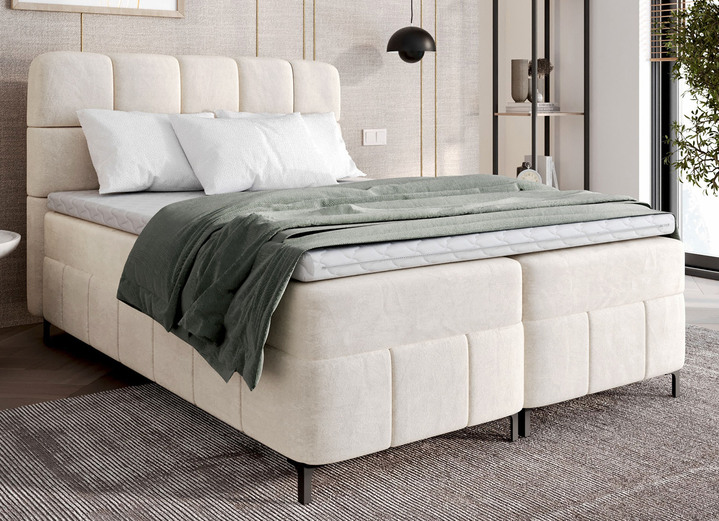 Betten - Boxspringbett mit Bettkasten und Topper Ansicht 6 Betten - Boxspringbett mit Bettkasten und Topper, in Farbe CREME Ansicht 6