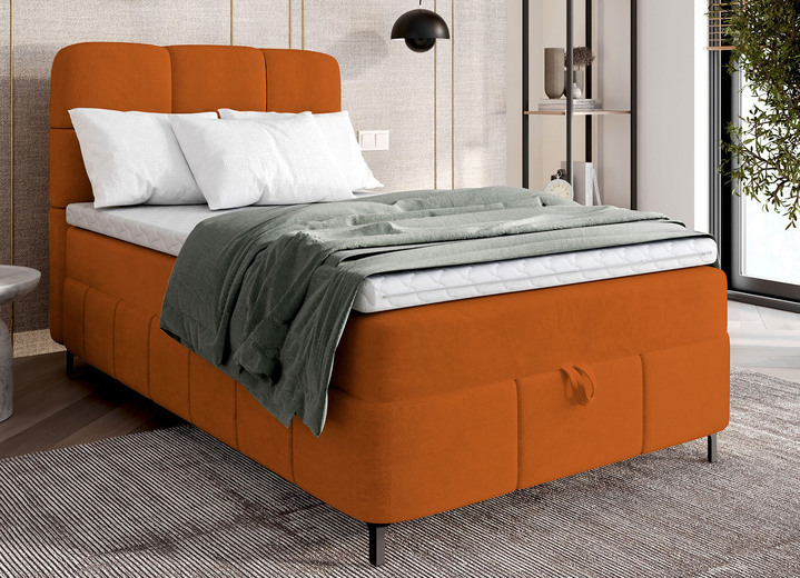 Betten - Boxspringbett mit Bettkasten und Topper Ansicht 4 Betten - Boxspringbett mit Bettkasten und Topper, in Farbe CREME Ansicht 4