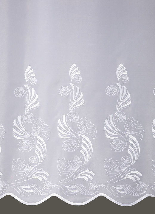 Landhaus & Küche - Raffinierter Kurzstore mit Stangendurchzug, in Größe 822 (35x 95 cm) bis 876 (50x160 cm), in Farbe WEISS Ansicht 2