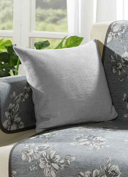 Kissenbezüge - Kissenbezug in Chenille-Qualität, in Größe 105 (Kissenbezug, 40x40 cm) bis 110 (Kissenbezug, 50x50 cm), in Farbe GRAU Ansicht 1