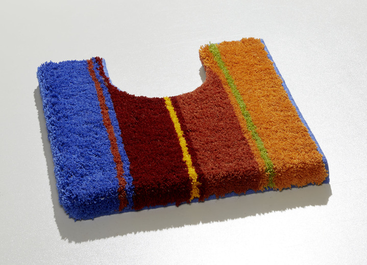 Heimtextilien - Bunte Badgarnitur aus dem Hause Grund, in Größe 100 (Vorleger halbrund, 50/ 80 cm) bis 112 (WC-Deckelbezug, 47/ 50 cm), in Farbe STREIFEN BUNT Ansicht 2