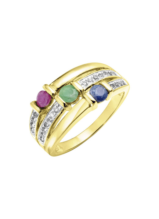 Ringe - Farbenprächtige Eleganz: Damenring mit echten Edelsteinen Ansicht 2 Ringe - Farbenprächtige Eleganz: Damenring mit echten Edelsteinen, in Größe 160 bis 220, in Farbe  Ansicht 2