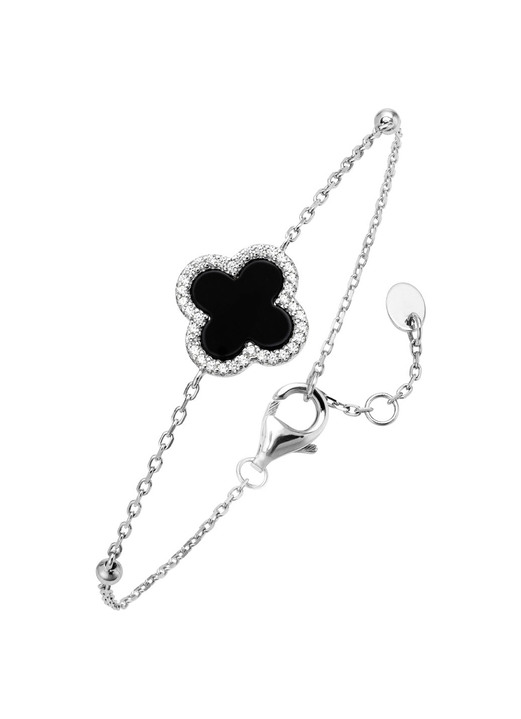 Halsketten & Armbänder - Kleeblatt-Armband aus Silber Ansicht 2 Halsketten & Armbänder - Kleeblatt-Armband aus Silber, in Farbe  Ansicht 2