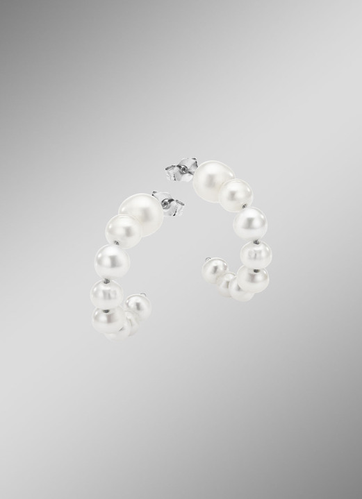 Ohrschmuck - Elegante Creolen mit Süßwasser-Zuchtperlen, in Farbe  Ansicht 2