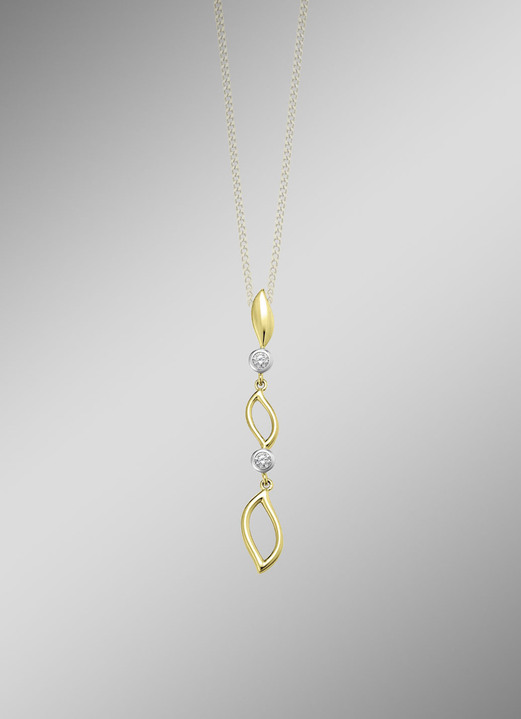 ohne Steine / mit Zirkonia - Eleganz in Bicolor: Anhänger mit synth. Zirkonia, in Farbe  Ansicht 1