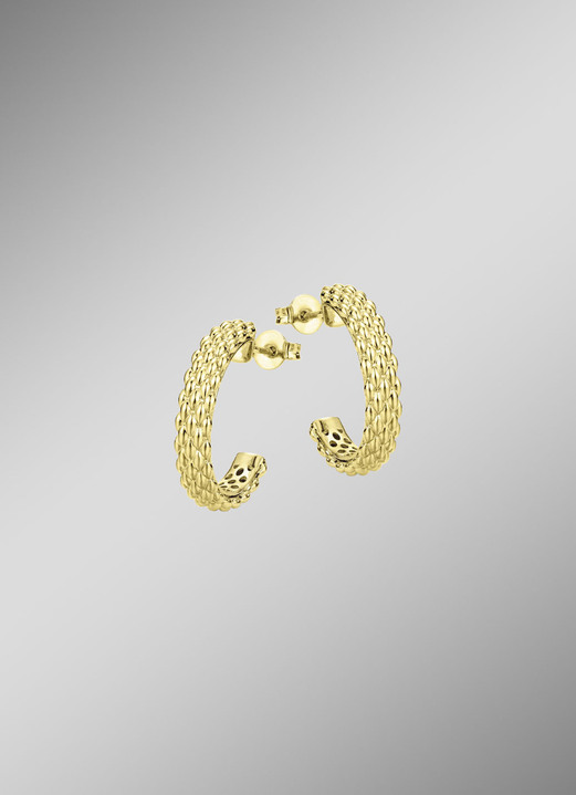 ohne Steine / mit Zirkonia - Zeitlose Creolen in feinstem Gold, in Farbe  Ansicht 2