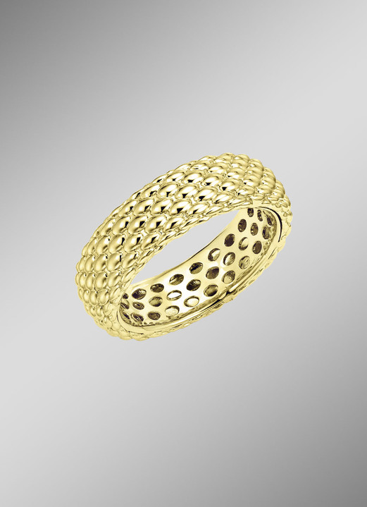 ohne Steine / mit Zirkonia - Exquisite Gold-Eleganz: Damenring mit Ziselierung, in Größe 160 bis 220, in Farbe  Ansicht 2