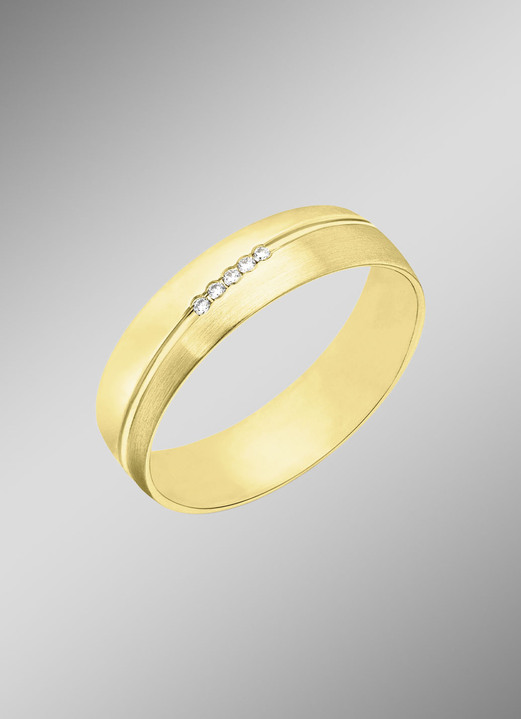 mit Diamant - Edler Trauring glänzend/mattiert, in Größe 160 bis 240, in Farbe  Ansicht 5