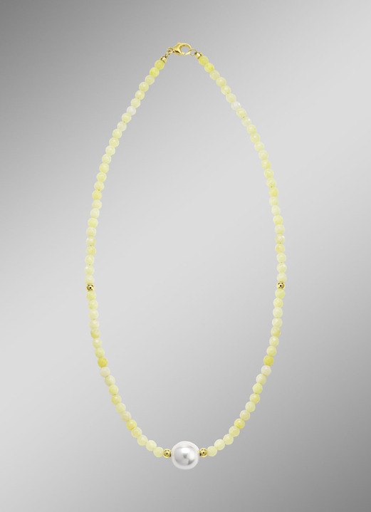 Halsketten & Armbänder - Halskette mit Perlenschimmer und Edelsteinglanz, in Farbe  Ansicht 1
