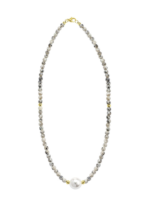 Halsketten & Armbänder - Halskette mit Perlenschimmer und Edelsteinglanz, in Farbe  Ansicht 2