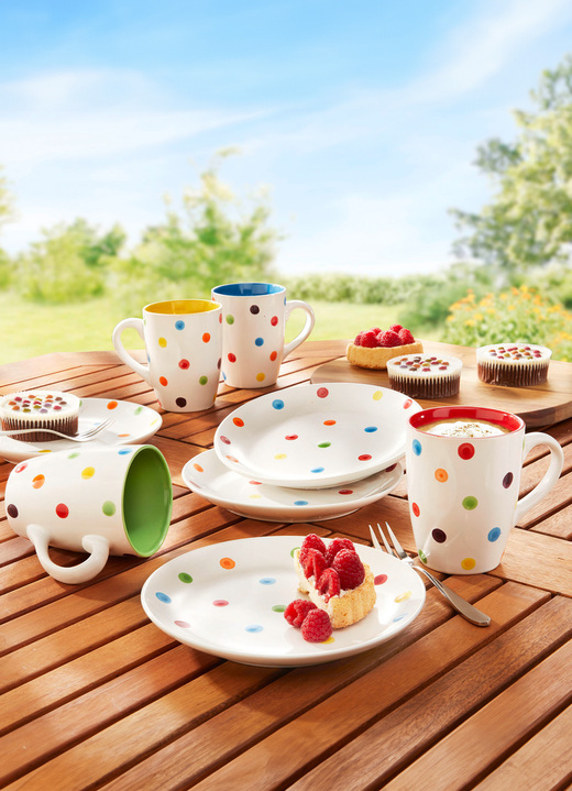 Gläser & Geschirr - Kaffee-Service, 8-teilig, aus Steingut, in Farbe BUNT
