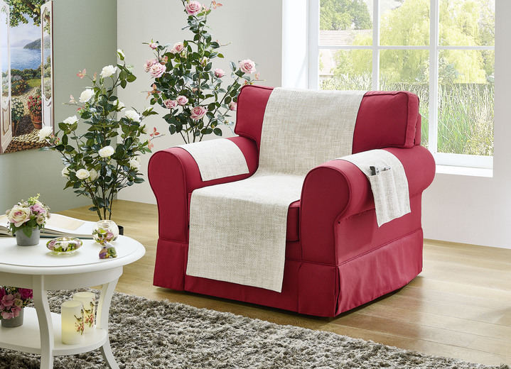 Sessel- & Sofaüberwürfe - Sessel,- Couch,- und Armlehnschoner , in Größe 101 (Sesselschoner, 50x140 cm) bis 865 (Armlehnenschoner, 2er-Set, 38x55 cm), in Farbe NATUR Ansicht 1