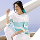 Pullover - Pullover in Mustermix – Farbe ECRU-AQUA MELIERT – Ansicht 2 Pullover - Pullover in Mustermix, in Größe L(44/46) bis XS(32/34), in Farbe ECRU-AQUA MELIERT – Farbe ECRU-AQUA MELIERT – Ansicht 2