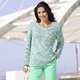 Pullover - Pullover mit hochwertigem Federeffektgarn – Farbe AQUA-ECRU-MULTICOLOR – Ansicht 1 Pullover - Pullover mit hochwertigem Federeffektgarn, in Größe 036 bis 052, in Farbe AQUA-ECRU-MULTICOLOR – Farbe AQUA-ECRU-MULTICOLOR – Ansicht 1
