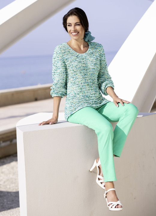 Pullover - Pullover mit hochwertigem Federeffektgarn Ansicht 3 Pullover - Pullover mit hochwertigem Federeffektgarn, in Größe 036 bis 052, in Farbe AQUA-ECRU-MULTICOLOR Ansicht 3