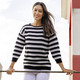 Pullover - Pullover mit Zackendessin – Farbe SCHWARZ-ECRU – Ansicht 4 Pullover - Pullover mit Zackendessin, in Größe L(44/46) bis XXL(52/54), in Farbe SCHWARZ-ECRU – Farbe SCHWARZ-ECRU – Ansicht 4