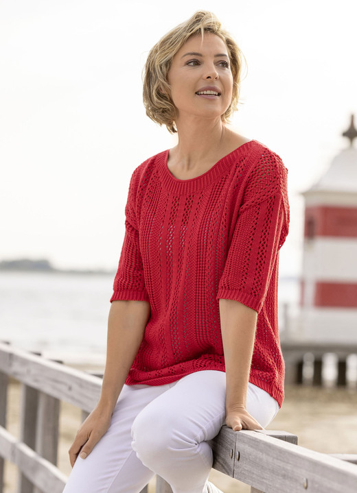 Pullover - Pulli in Mustermix Pullover - Pulli in Mustermix, in Größe 036 bis 052, in Farbe KIRSCHROT