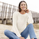 Pullover - Pullover mit Ajourstreifen – Farbe WOLLWEISS Pullover - Pullover mit Ajourstreifen, in Größe 036 bis 052, in Farbe WOLLWEISS