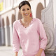 Pullover - Pullover mit dekorativem Ausschnitt – Farbe ROSA – Ansicht 2 Pullover - Pullover mit dekorativem Ausschnitt, in Größe 036 bis 052, in Farbe MARINE – Farbe ROSA – Ansicht 2